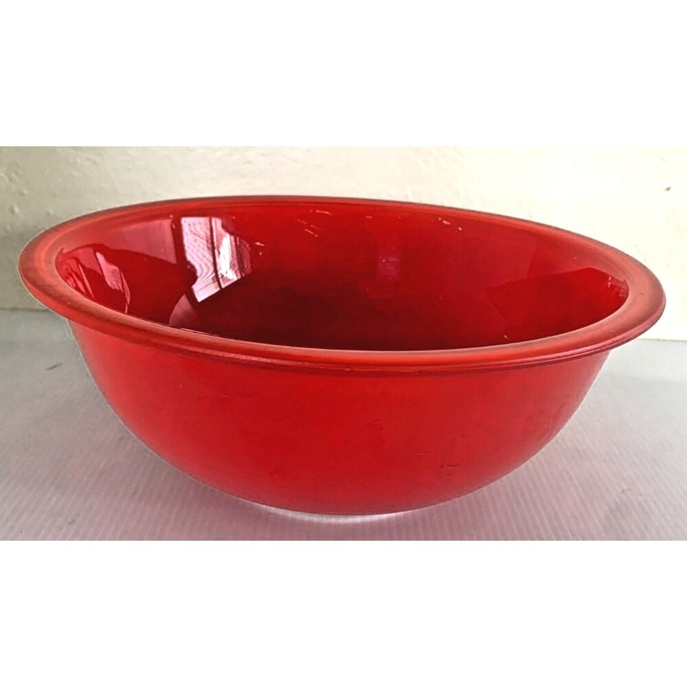 Vintage Pyrex Red Glass Clear Bottom Nesting Mixing Bowl #325 2.5L